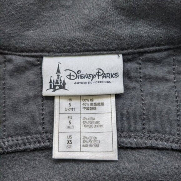 Disney Parks Black Moto Zip Sweatshirt Jacket XS FLAWS Mickey Mouse Distressed - Picture 8 of 13